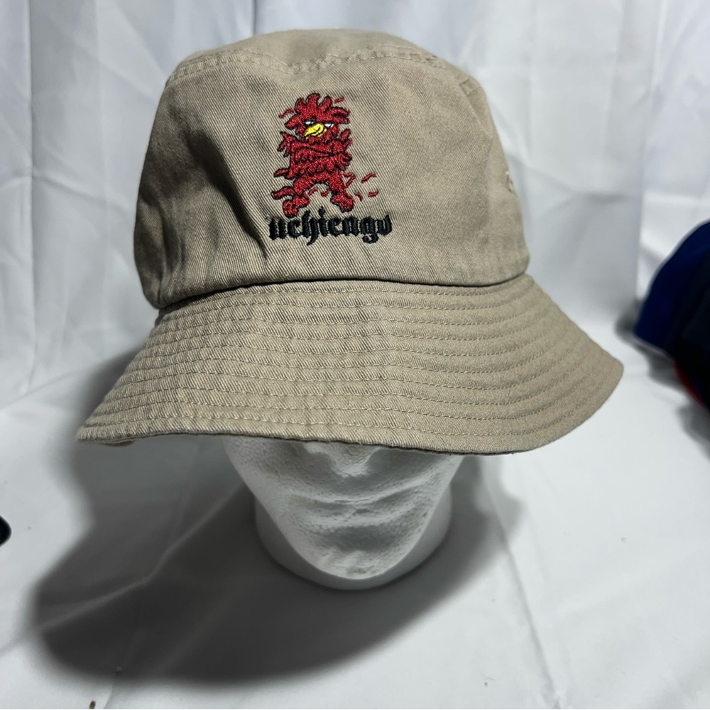 Tan Bucket Hat with Embroidered Design